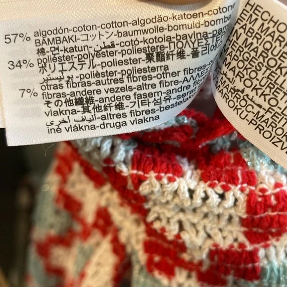New Zara Red and White Crochet Halter Dress GEOMETRIC PRINT KNIT HALTER Size L - Picture 6 of 8